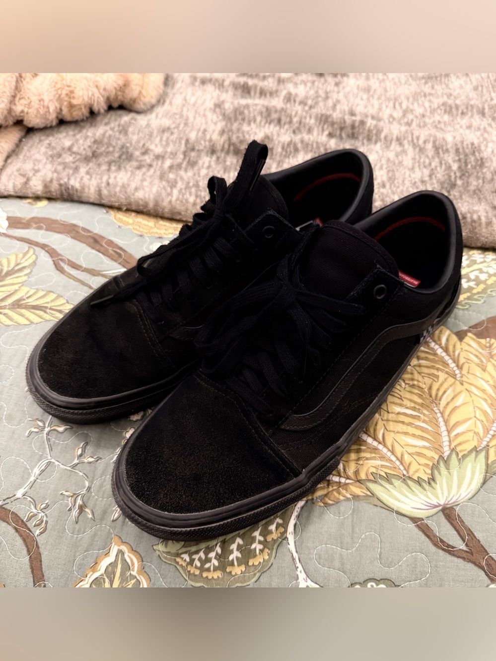Vans Skate Old Skool 12 Men’s Shoes Black/Black Classic Authentic Pop Cush EUC